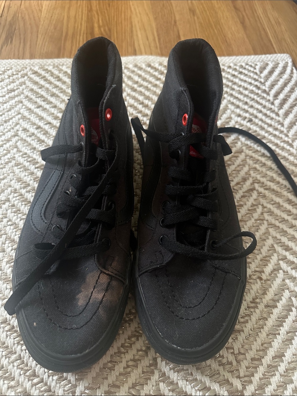 Vans Hedley & Bennett Black High-Top Sneakers with Red Eyelets